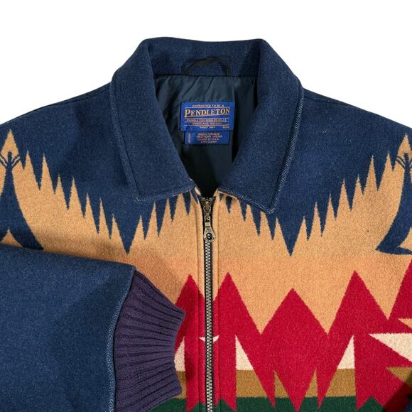 Pendleton High Grade Western Wear Mens 2XL Blue Southwest Zip Up Wool Jacket - Picture 2 of 15